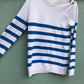 Blue and White Striped Jumper with Button Detail